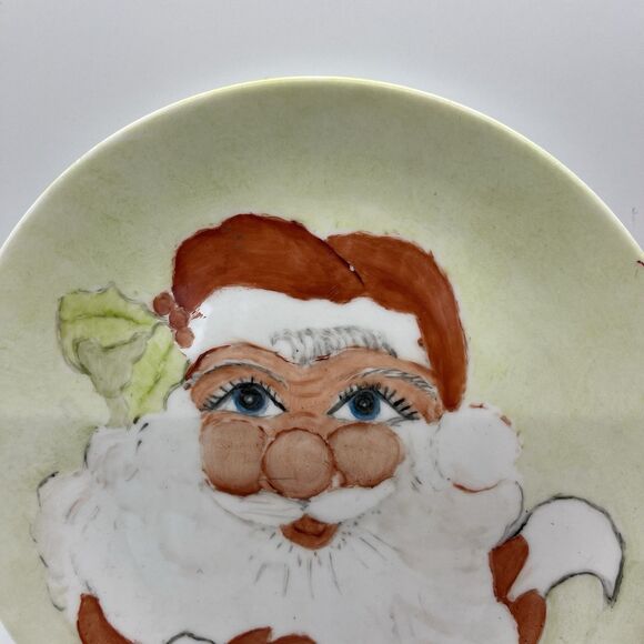 Vintage Hand Painted Santa Claus Decorative Plate 7” Christmas Cookies Signed - Picture 2 of 3